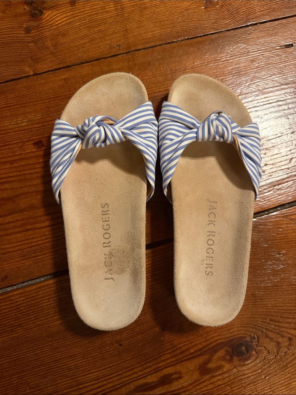 EUC Jack Rogers phoebe knotted striped slide sandals - size 6